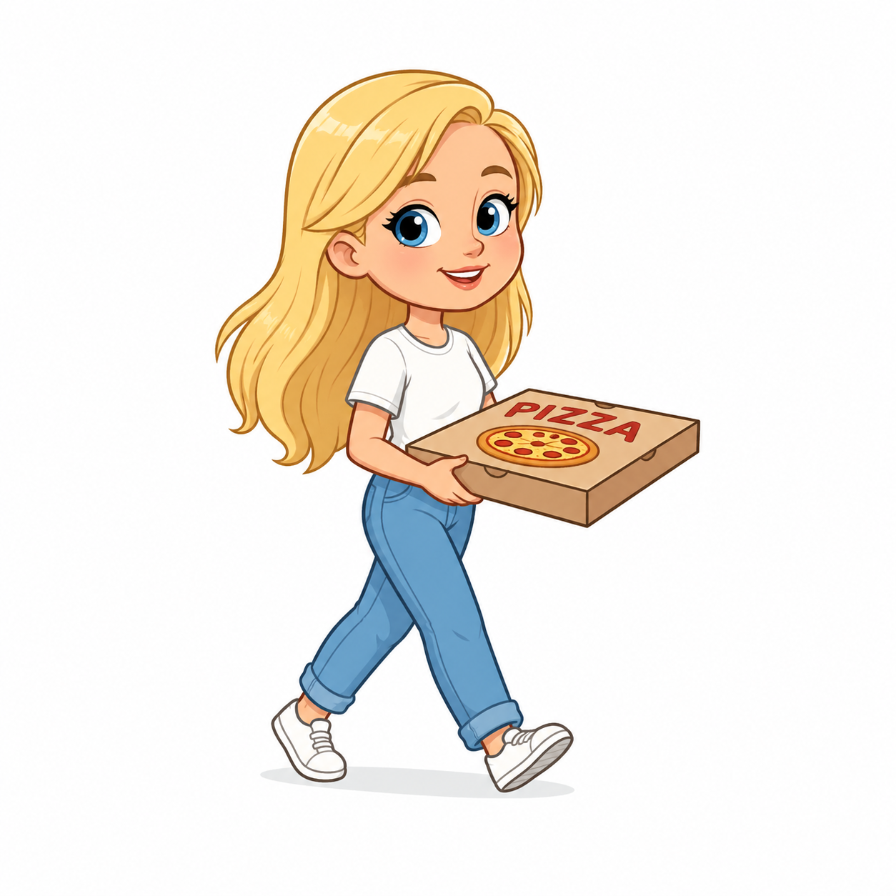 Rajzfilmes lány pizzával